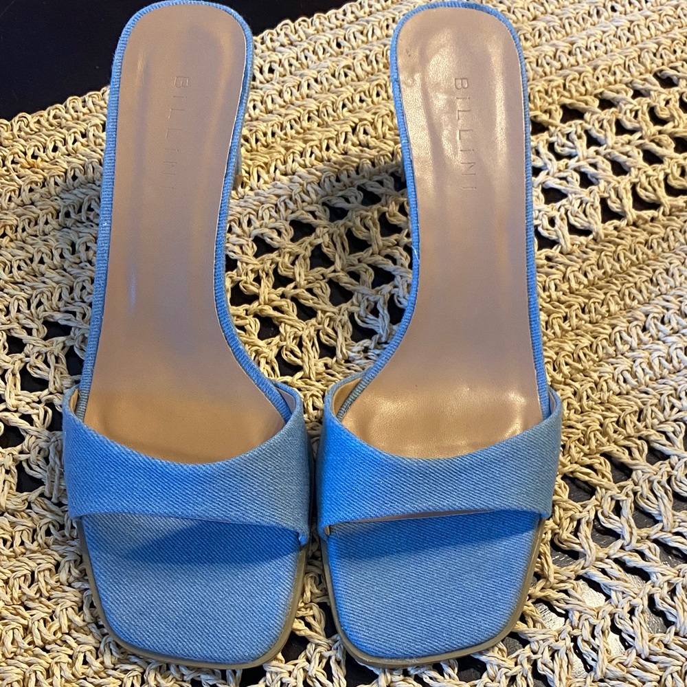 Billini Blue Denim Mules